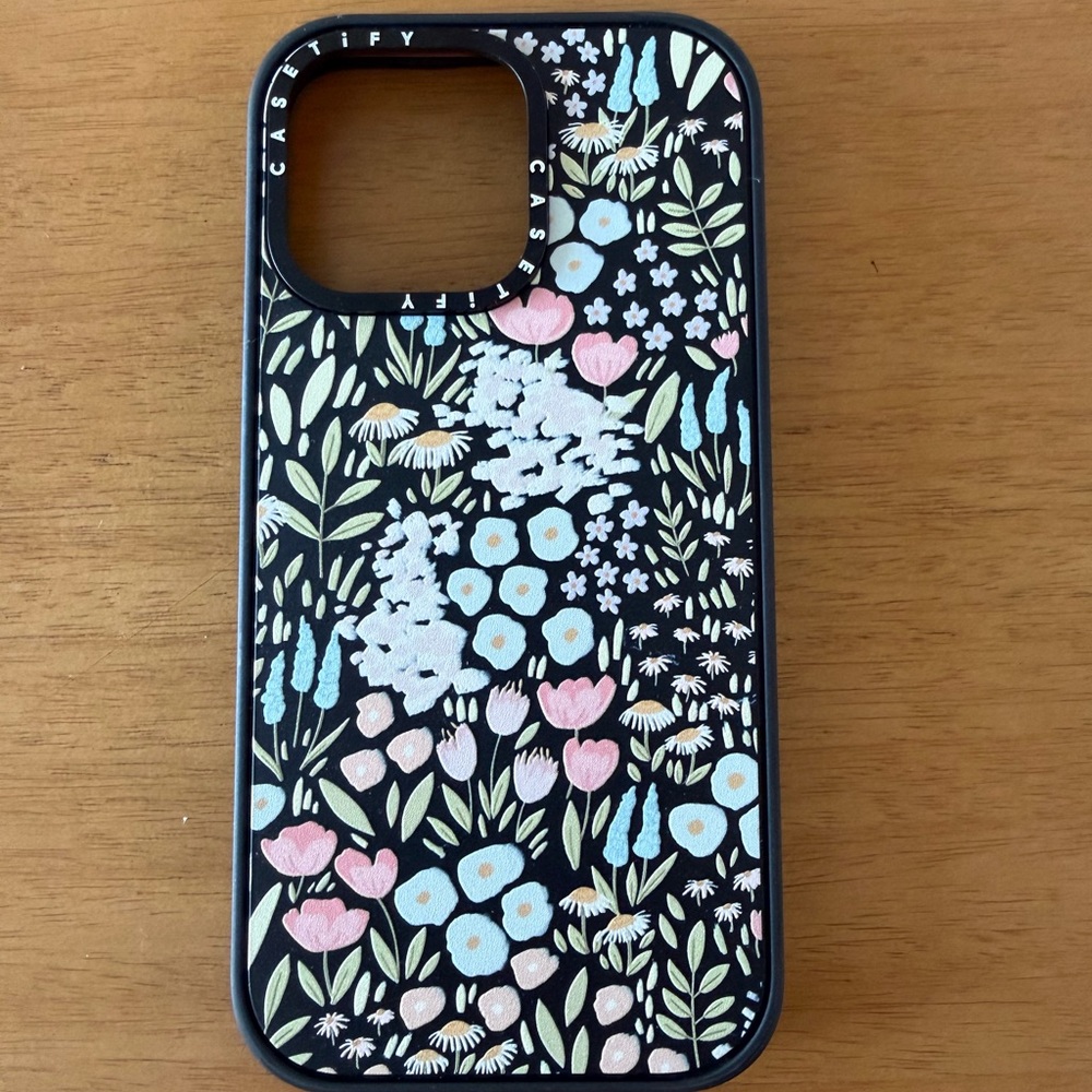 iPhone 15 Pro Max Casetify floral Case - Black with Pastel Accents